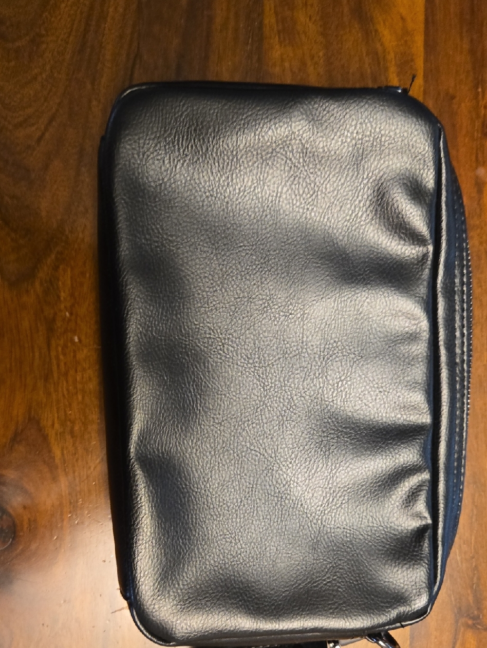 Zara Unisex Black Leather Travel Pouch